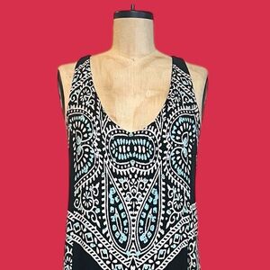 ELLA MOSS Tribal Maxi Dress Boho Hippie Gypsy Cruise Beach Summer Retro Vintage